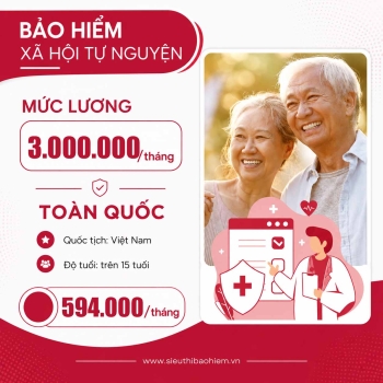 Bảo hiểm xã hội tự nguyện mức lương 3.000.000 đồng (Toàn Quốc)